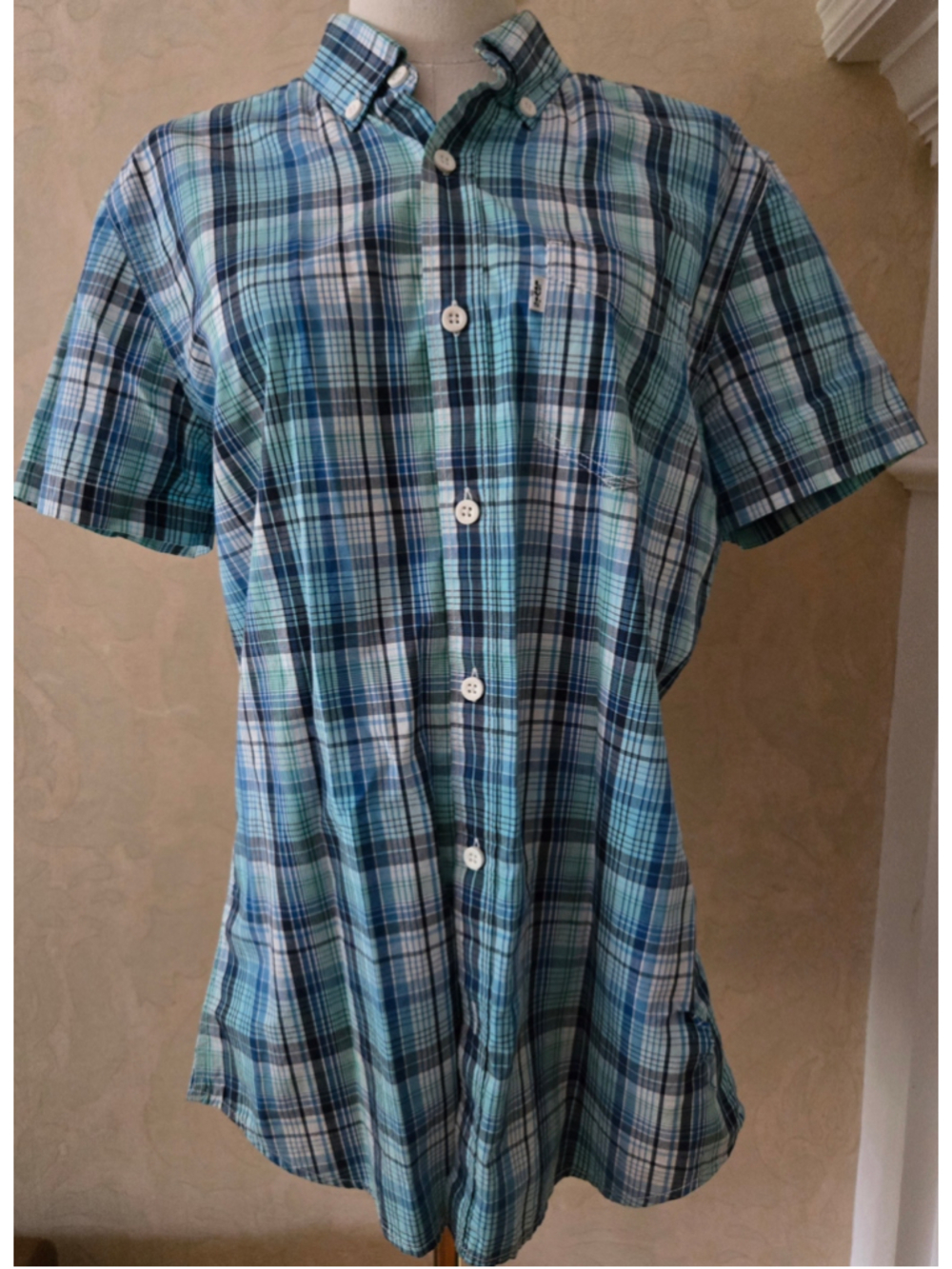 Men's Levi's Casual Button Down Shirt Size M Blue White Plaid